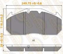Колодки гальмівні MAN, DAF, SETRA, TRAXX, RENAULT, VOLVO; WVA 29030, 29053 OEM: 81508206016 - фото 2
